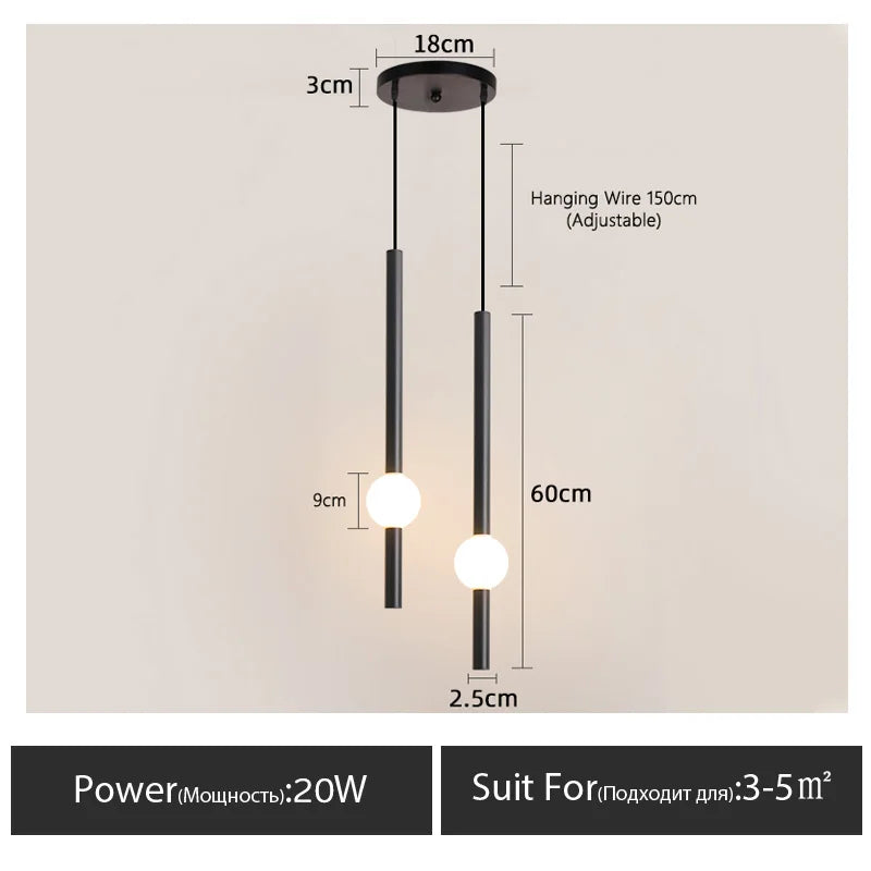 lampe suspendue moderne ampoule led noir blanche sphère lumineuse minimaliste chambre coucherDecoration
