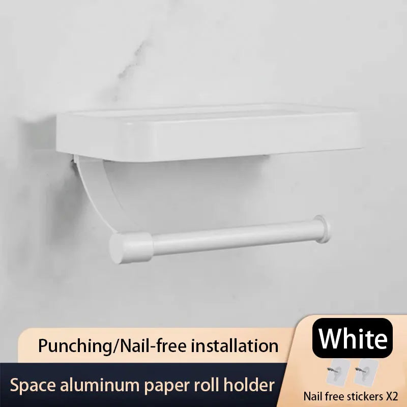 porte papier toilette étagère intégrée moderne minimaliste adhésif blanc noir gris