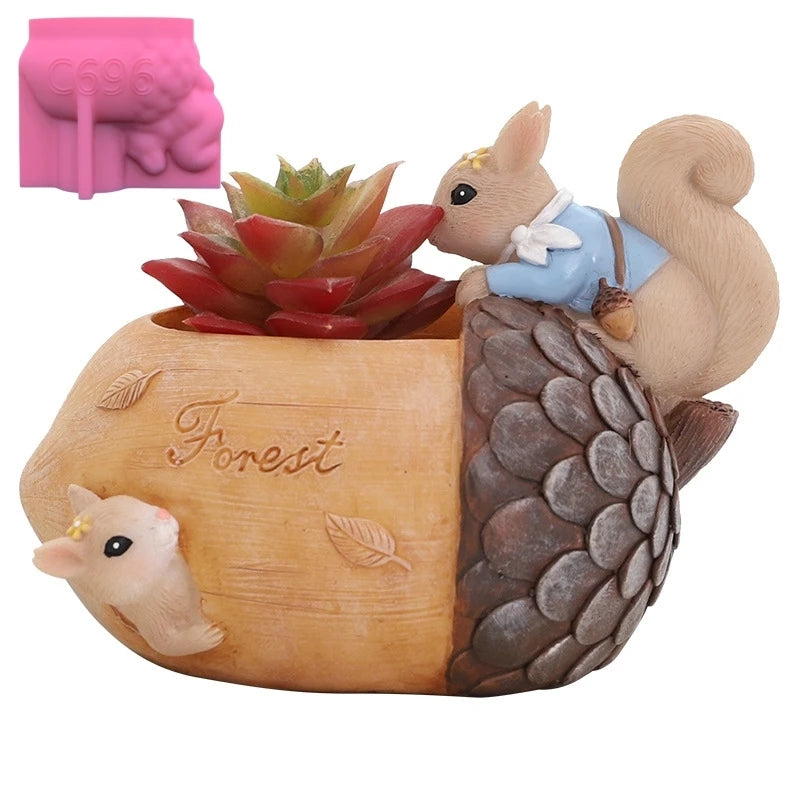 moule silicone cache plantes animaux girafe éléphant écureuil décoratif adhésif succulente figurines opaques