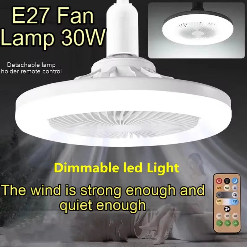 ventilateur led blanc moderne télécommande lames abs e27 opaques chambre salon