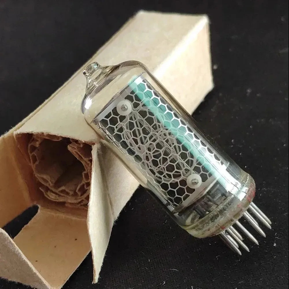 tube néon transparent hexagonal cuivre vintage fixations vis électronique ancien projet diy lumière orange