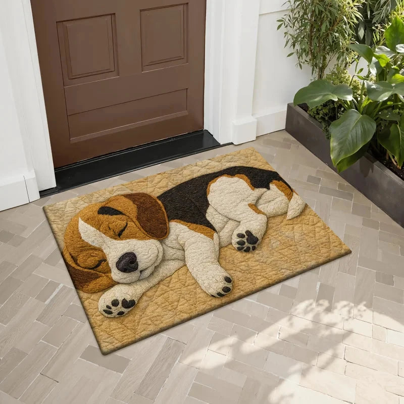tapis 3d chien endormi moderne imperméable antidérapant polyester entrée sol chambre