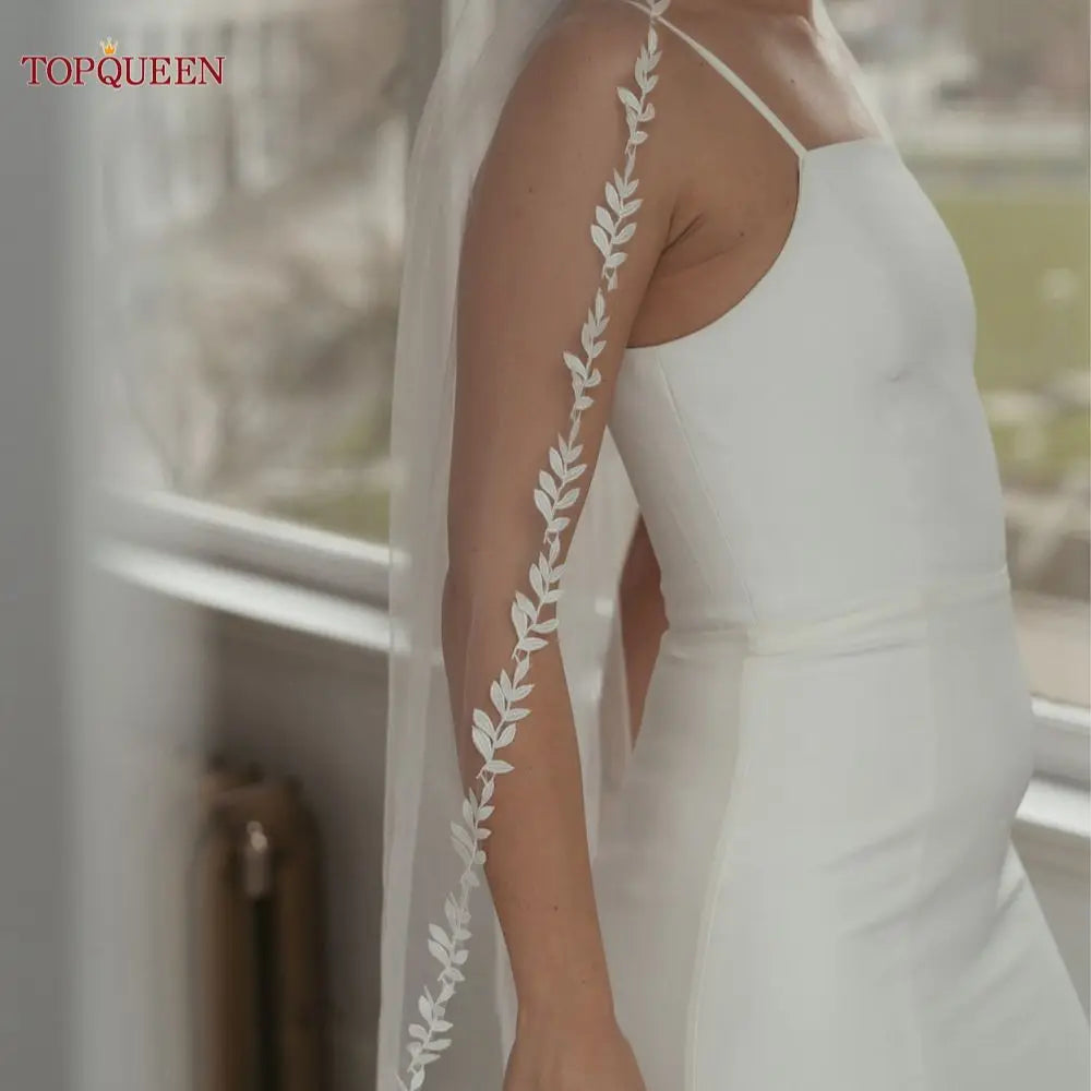 voile mariage cathédrale dentelle polyester blanc ivoire élégant tulle simple mariage accessoire nouveau