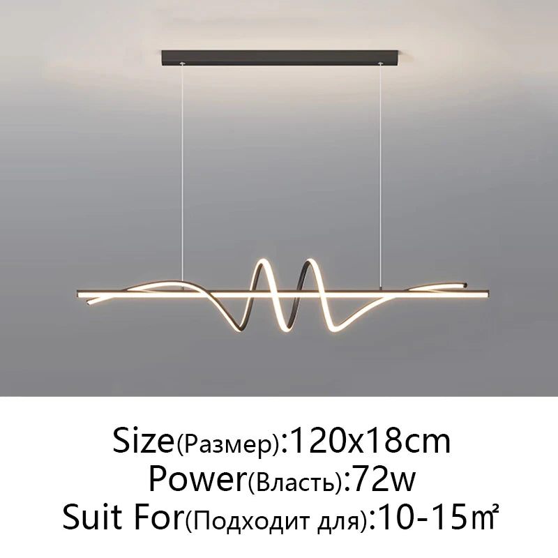 suspension lumineuse moderne led blanc noir doré ondulé minimaliste