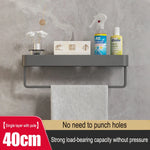 étagère murale moderne gris métallisé clips serviettes bouteilles cosmétiques flacons parfum brosse électrique 30cm