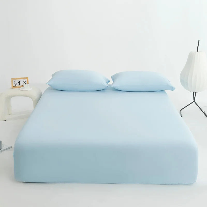 drap housse frais été lit adulte 360 élastique anti dérapage couleurs pastel moderne fixations