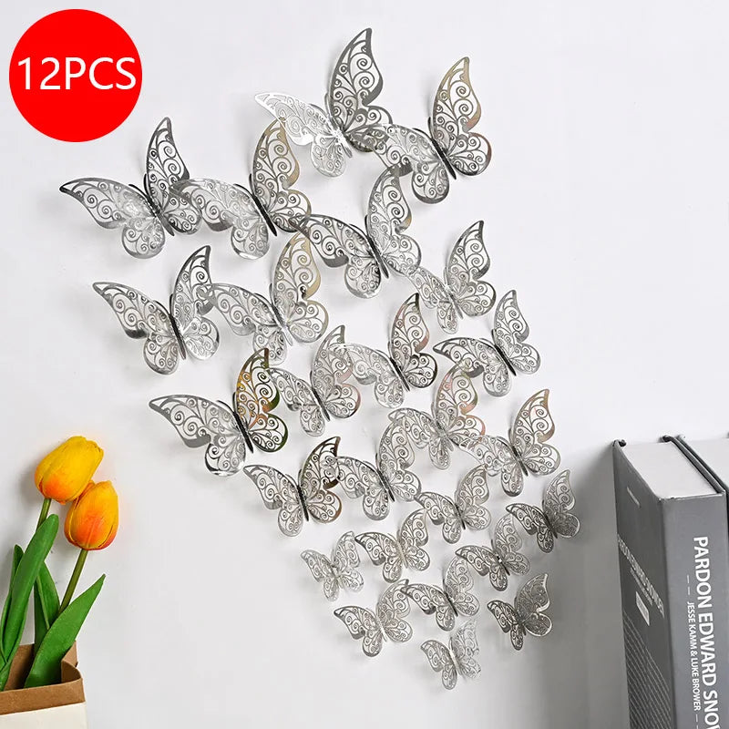 décoration gâteau papillons ornements floraux adhésifs or argent bleu rouge rose vàng trắng