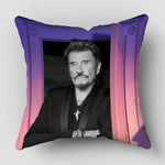 taie d'oreiller johnny hallyday personnalisable couleurs noir bleu vert blanc violet motifs couleurs noirs