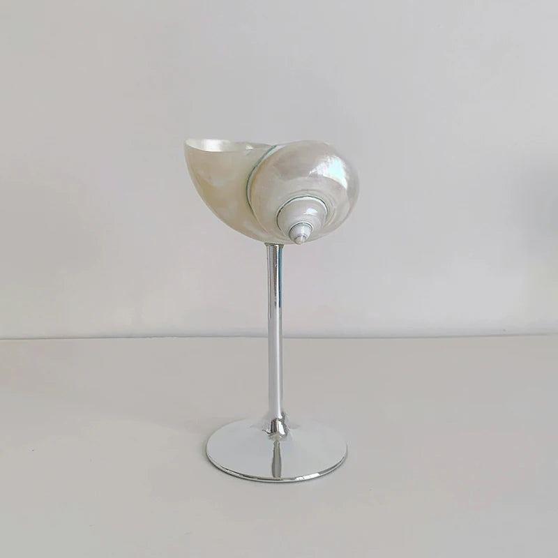 coquillage pied verre couleur dorée élégant moderne brillant accueil décoration ornement cadeau