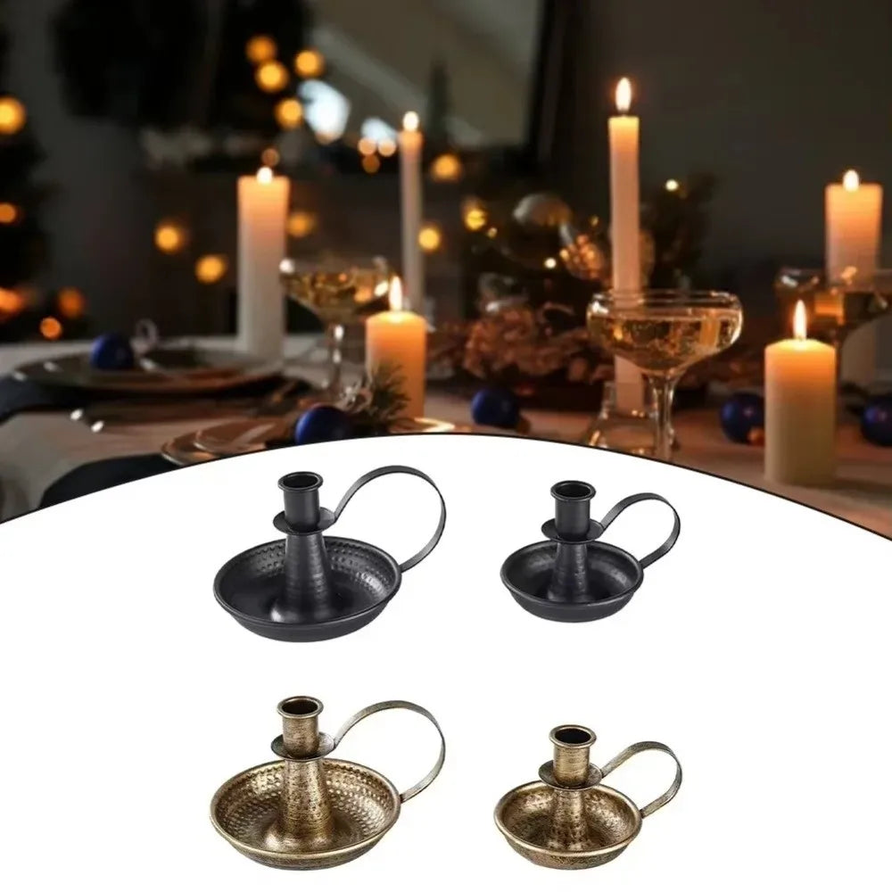 bougeoirs support bougie vintage or noir hammered texture décoration maison anneau retro nouveau classique