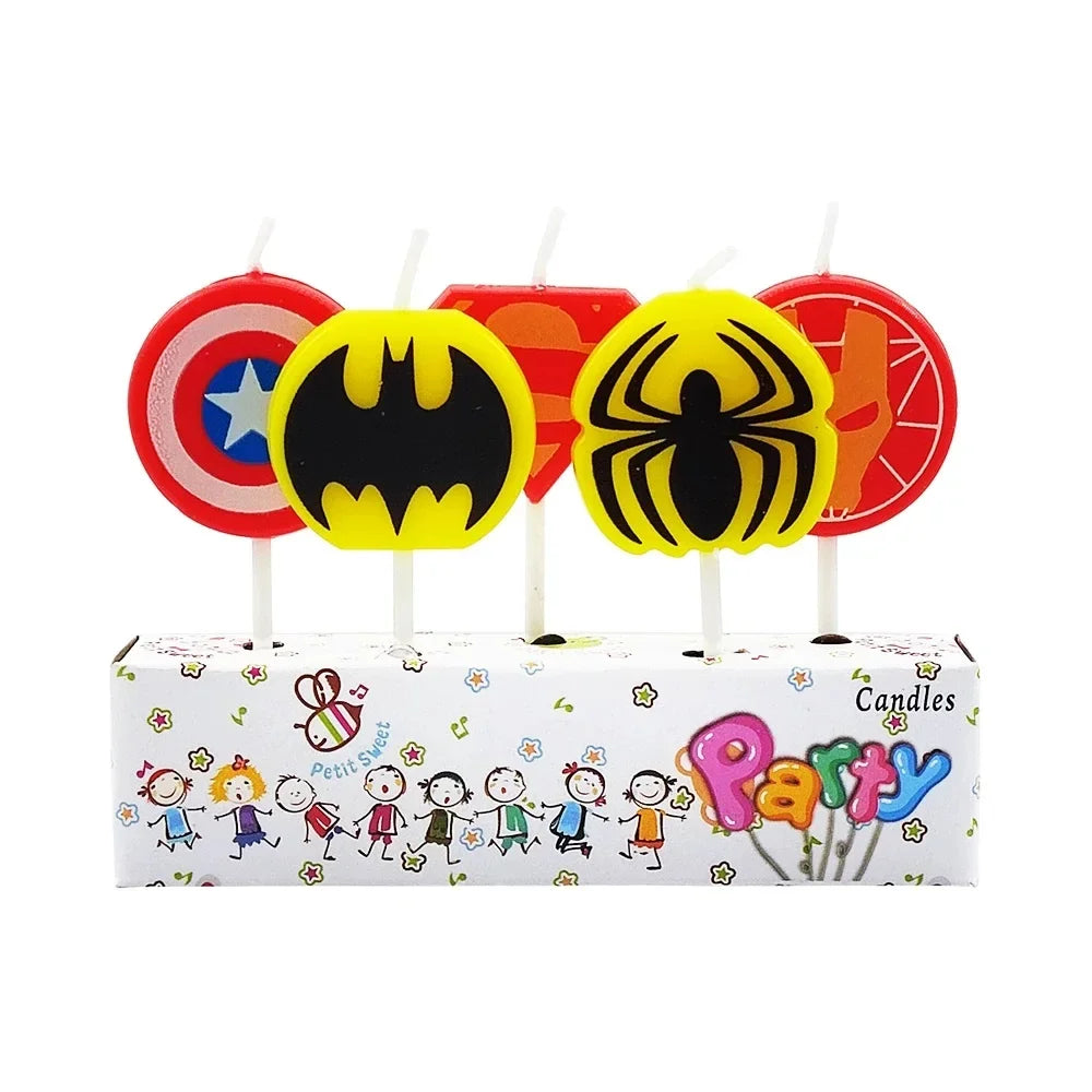 bougies anniversaire super héros spiderman captain america batman hulk iron man decoration gâteau thème