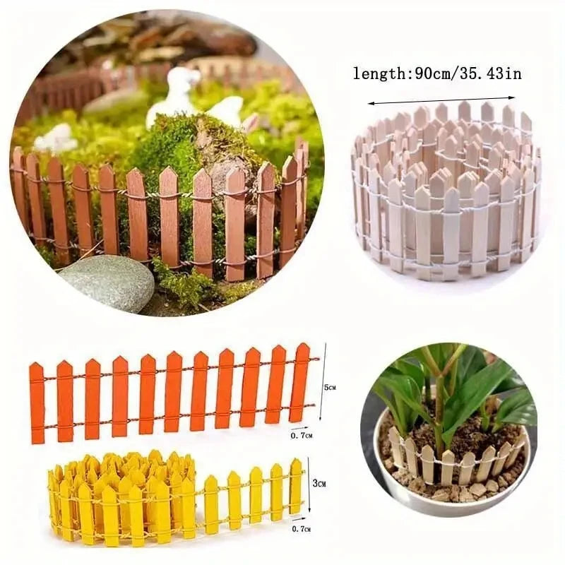 clôture miniature palissade verte violette marron blanche orange jaune bleu rose décoration jardin fleurs