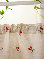 rideau lin brodé fleurs rouge vert beiges opaques tassels chambre cuisine 100x60cm 150x60cm 180x60cm