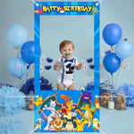cadre photo vinyle pokémon pikachu happy birthday clips bleu blanc anniversaire décoration festive