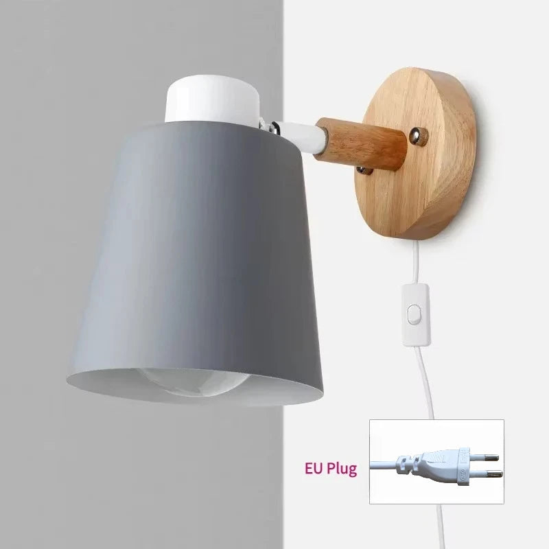 lampe murale moderne gris noir vert jaune blanc conique mate câble électrique prise interrupteur