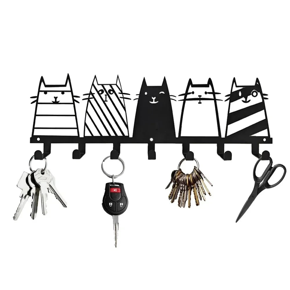 porte clefs mural noir silhouette chien pattes moderne decoration maison objet decoratif