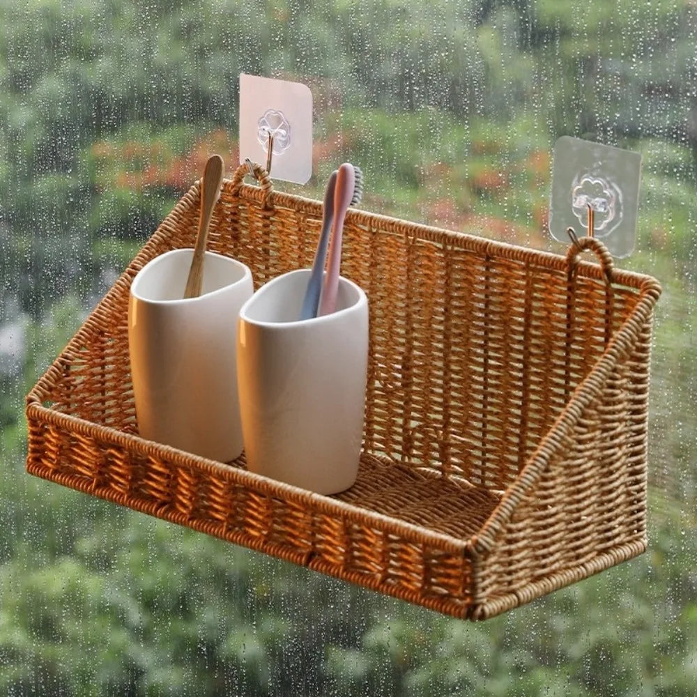 paniers rotin tressés naturel boho chic clips adhésifs serviettes cuillères citrons herbes pots tasses