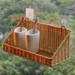 paniers rotin tressés naturel boho chic clips adhésifs serviettes cuillères citrons herbes pots tasses