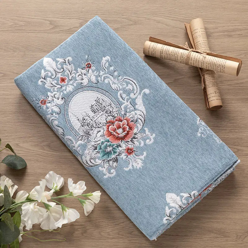 serviette tissu chenille 100 polyester floral rouge élégante classique résistante bricolage sofa matériau