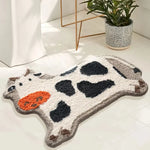 tapis bain imperméable antidérapant motif vache créatif blanc orange gris chambre enfants moderne