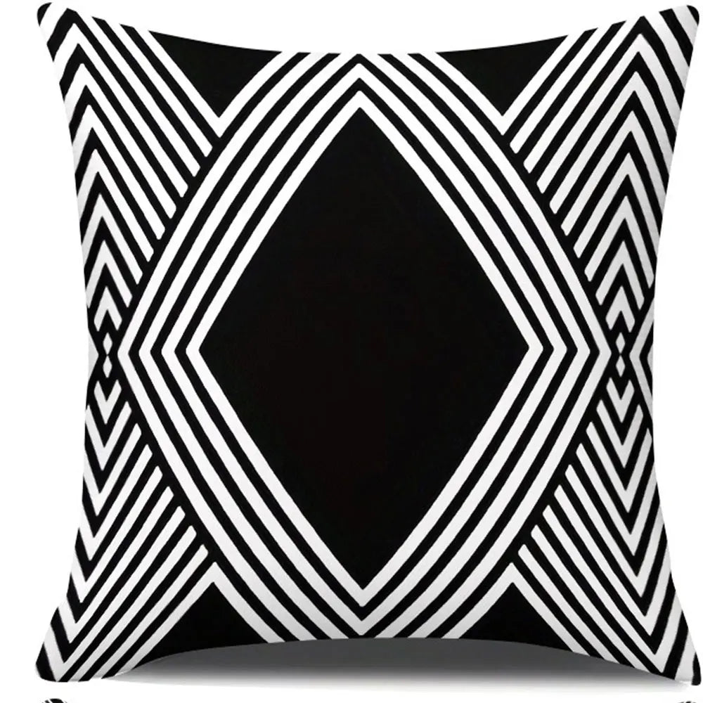 housse coussin polyester motif géométrique noir blanc moderne lit salon voiture