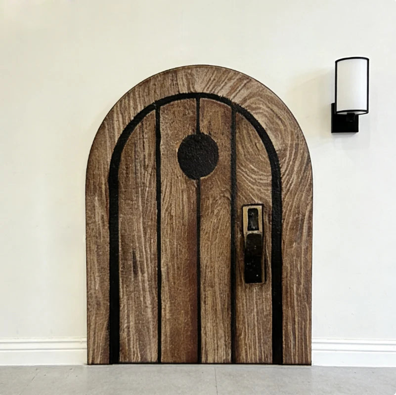 décoration murale porte miniature bois naturel rustique halloween noël anniversaire enfant vintage marronclair poignée