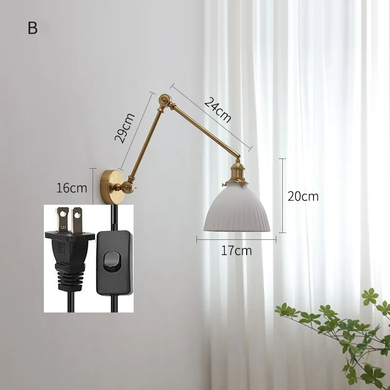 lampe murale moderne or blanc plissée cordon commande 29cm 16cm 24cm 14cm 30cm 17cm
