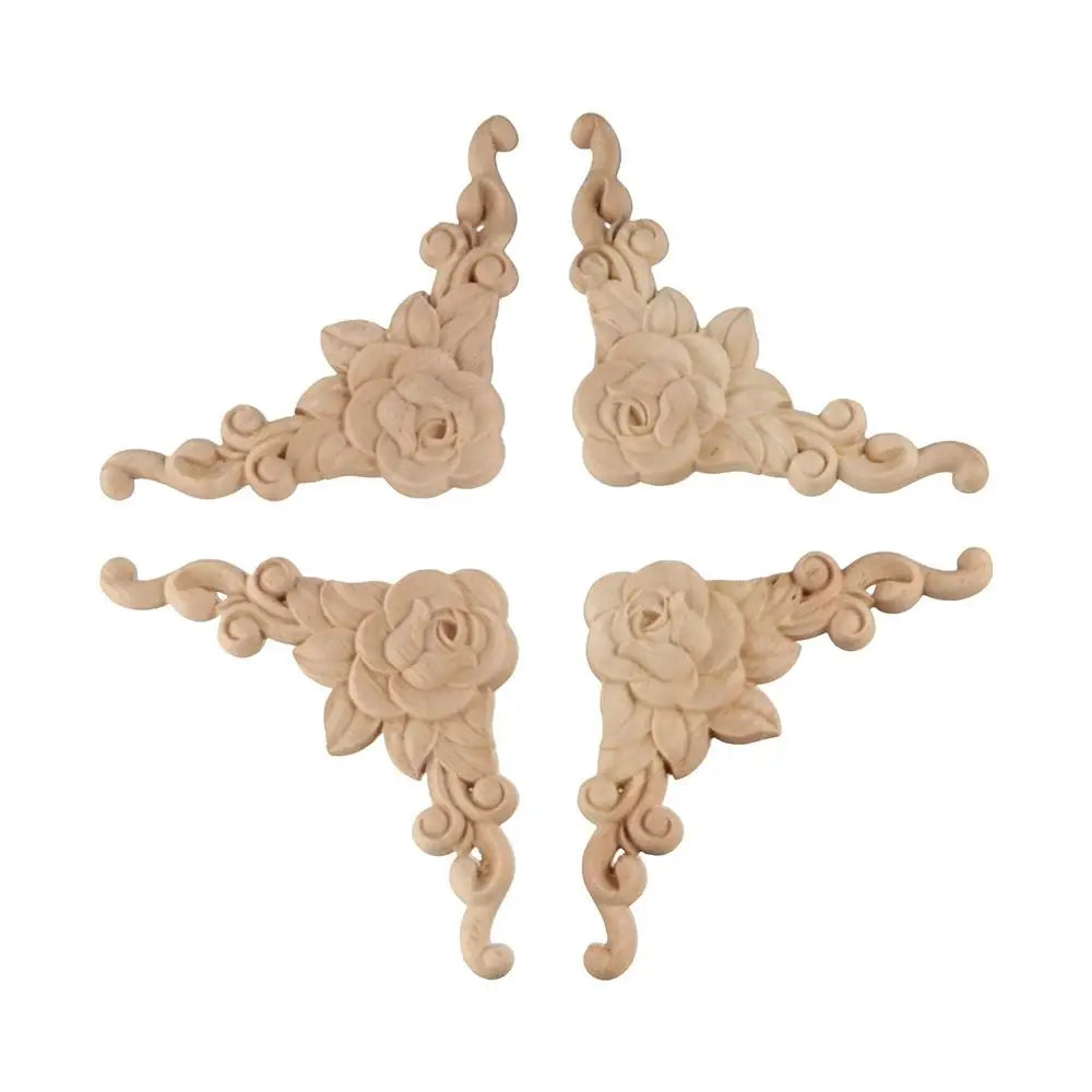 décorations bois sculpté motifs floraux ornements angle pièce décorative rose feuilles classic