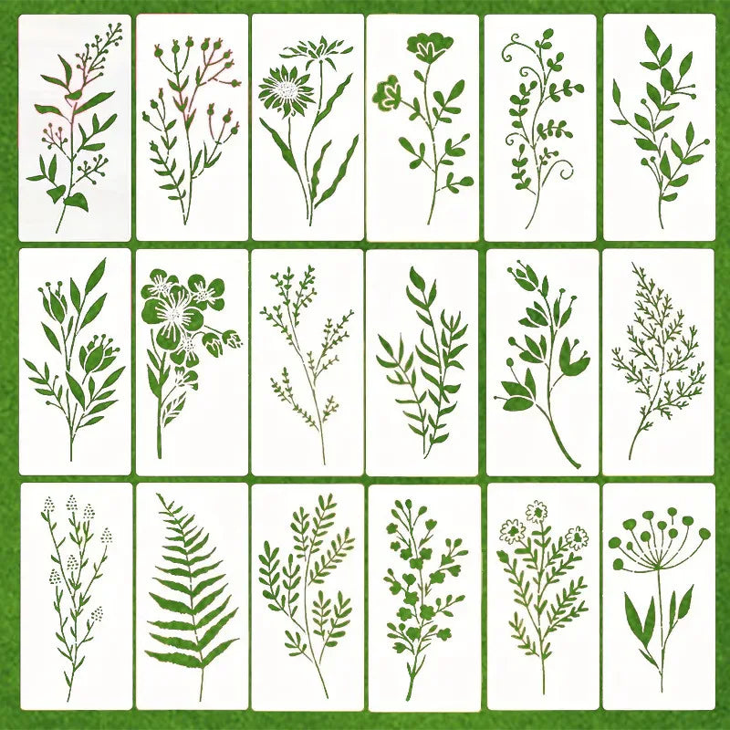 gabarits peinture fleurs feuilles papillons graphiques diy crafts blanc noir vert orange rose bruns