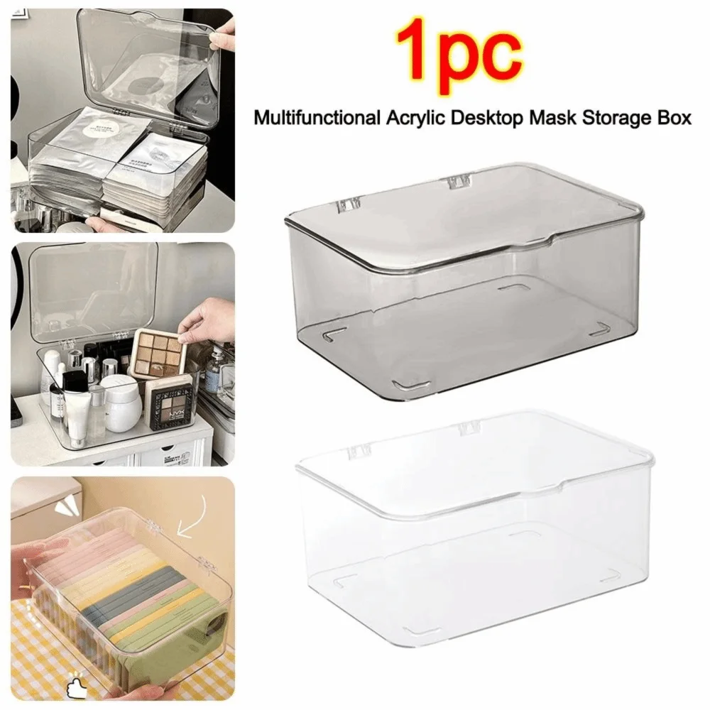 boîte rangement transparente moderne multifonctionnelle clips papier masques cosmétiques empilable minimaliste