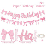 assiettes papier rose serviettes gobelets bannière happy birthday pailles festives enfants femmes anniversaire mariage