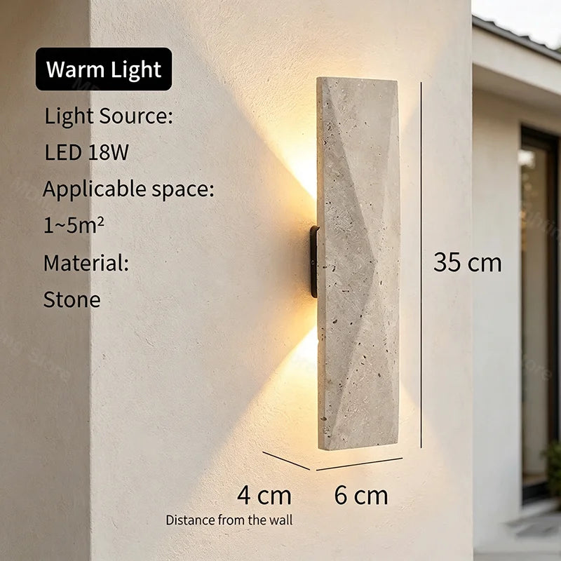 lampe murale extérieure led ip65 marbre naturel beige moderne adhésif hydrofuge vde ccc cqc