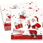 serviettes papier noel pere noel rouge blanc geometrique festives 16.5cm 6.5cm