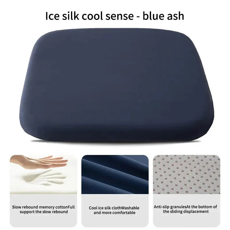 coussin siège ergonomique mousse mémoire forme polyester coton tissage gris bleu rose moderne ruban