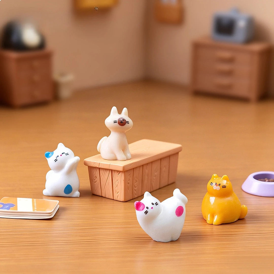 figurines chats blanc orange bleu rose cartoon mignon décoration intérieure bricolage jardin féerique accessoires
