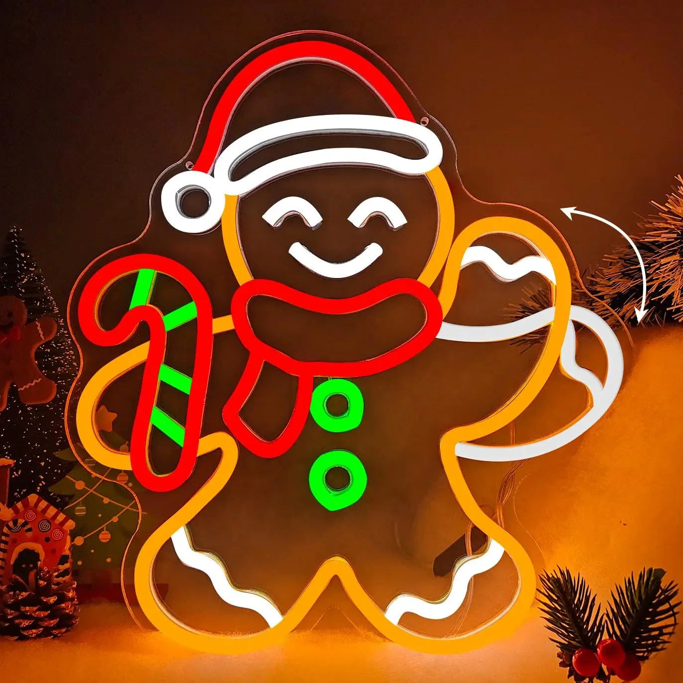 Détail du design bonhomme pain d'épice en néon LED