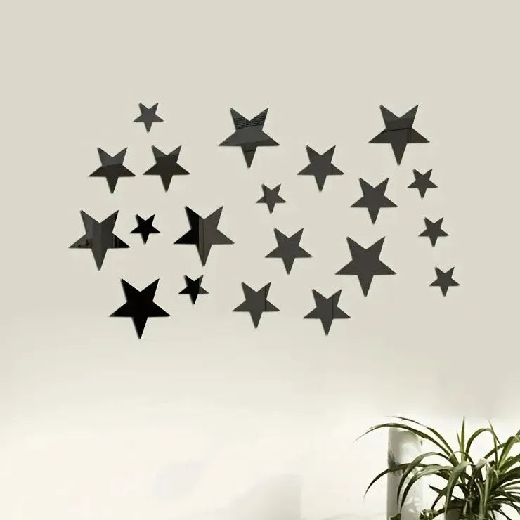 décoration murale stickers étoiles argent doré noir bleu blanc adhésif moderne chambre salon 20pcs