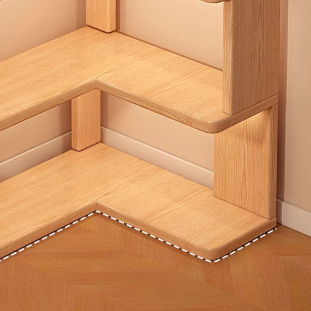 étagère d'angle bois naturel moderne étagère rangement bois multiétagée assemblage maison contemporaine