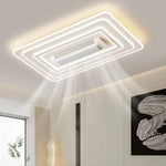 ventilateur luminaire moderne blanc grille ventilation télécommande led minimaliste
