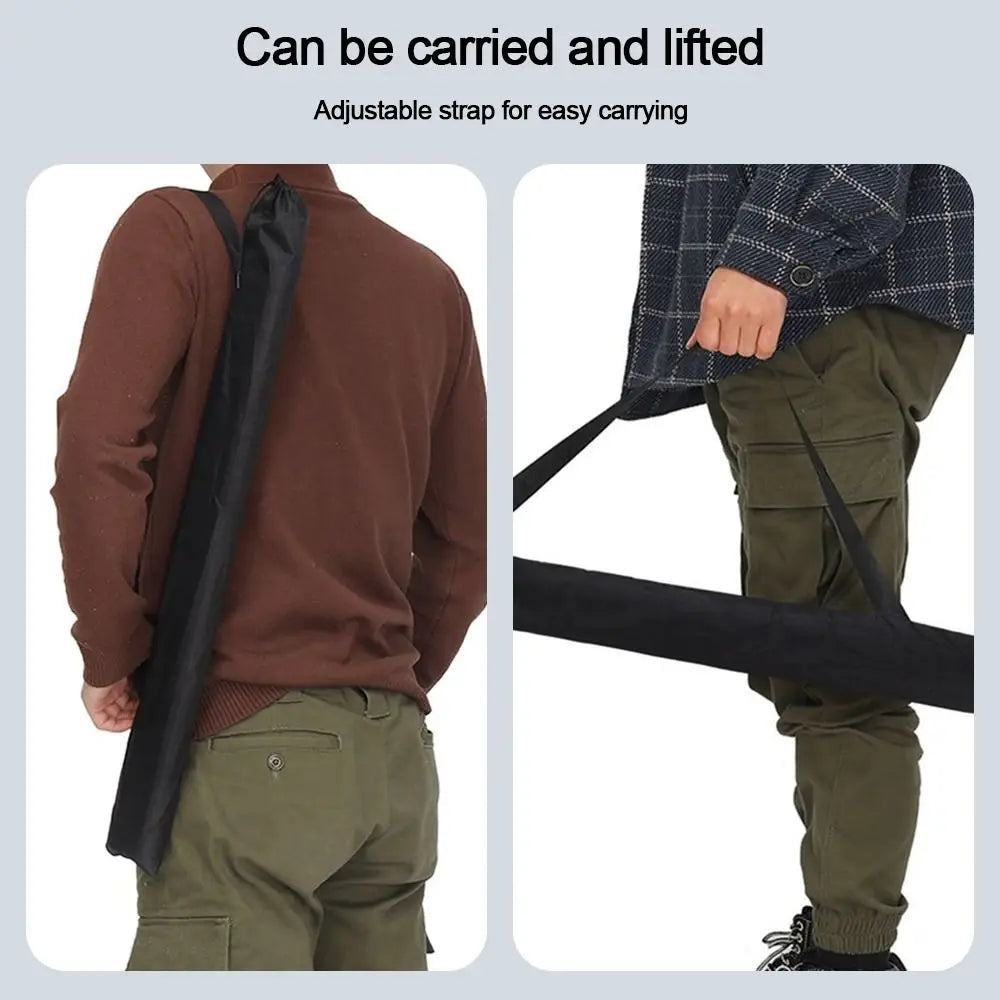 sac rangement polyestère noir pliable multiusage porte bâtons canne pêche parapluie pratique fixations poignées