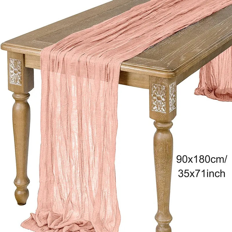 table cheminement plissé beige rustique opacité table manger decor anniversaire mariage lin
