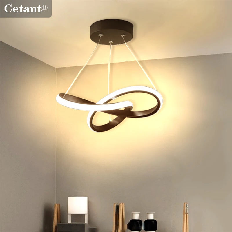 lampe suspendue moderne anneau entrelacés noir blanc doré 249 2000lm