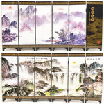 paravent chinois peinture traditionnelle paysages animaux calligraphie bois doré noir ornement chambre multifonctionnel souvenirs