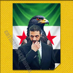 poster drapeau syrien oiseau architecture texte arabe moderne adhésif noir vert blanc rouge jaune