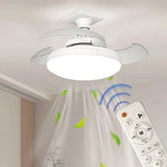 ventilateur moderne blanc lumière intégrée télécommande fixe led silencieux ambiance rechargeable certifications