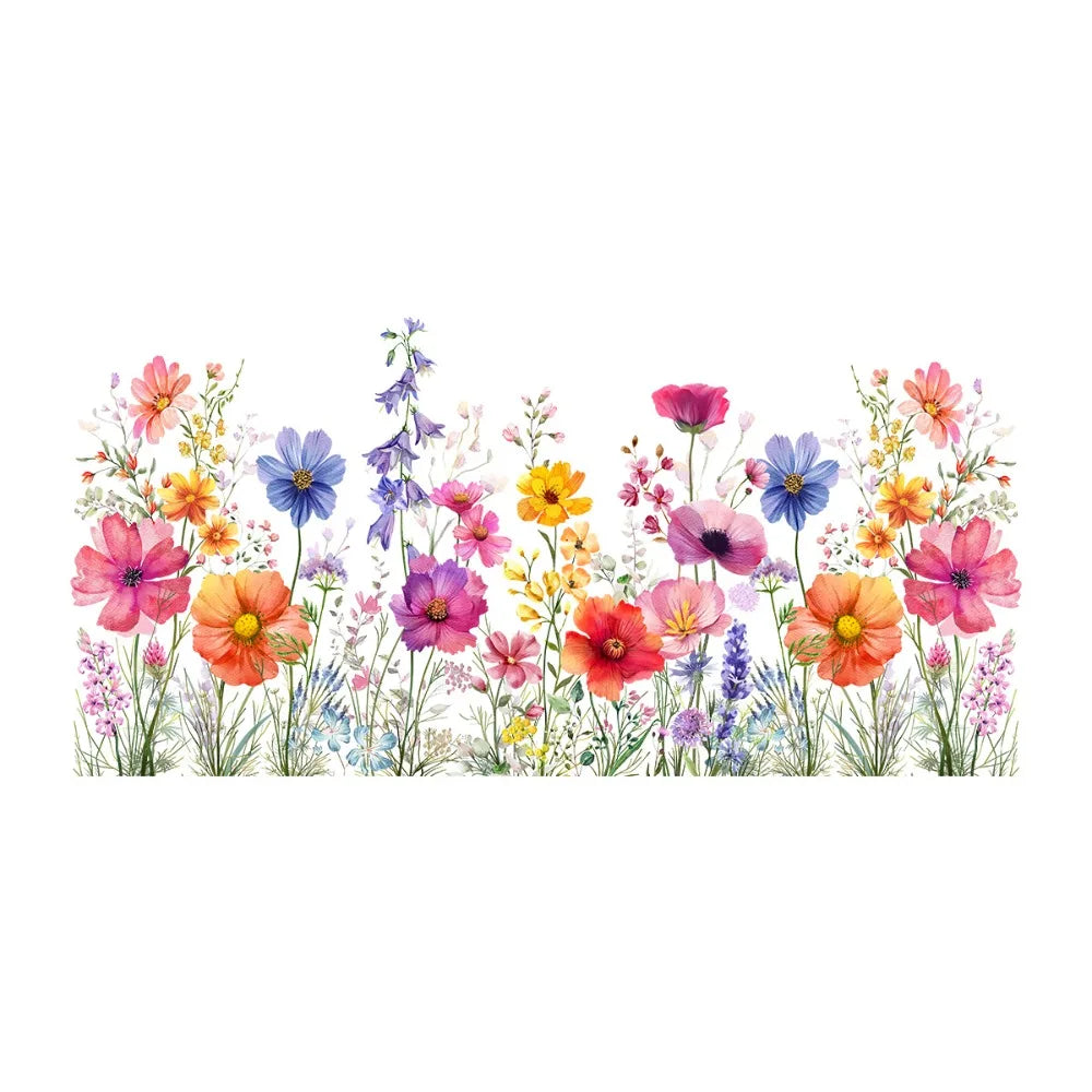 autocollant mural floral multicolore décoration intérieure adhésif double face pvc opaque réaliste sans trace