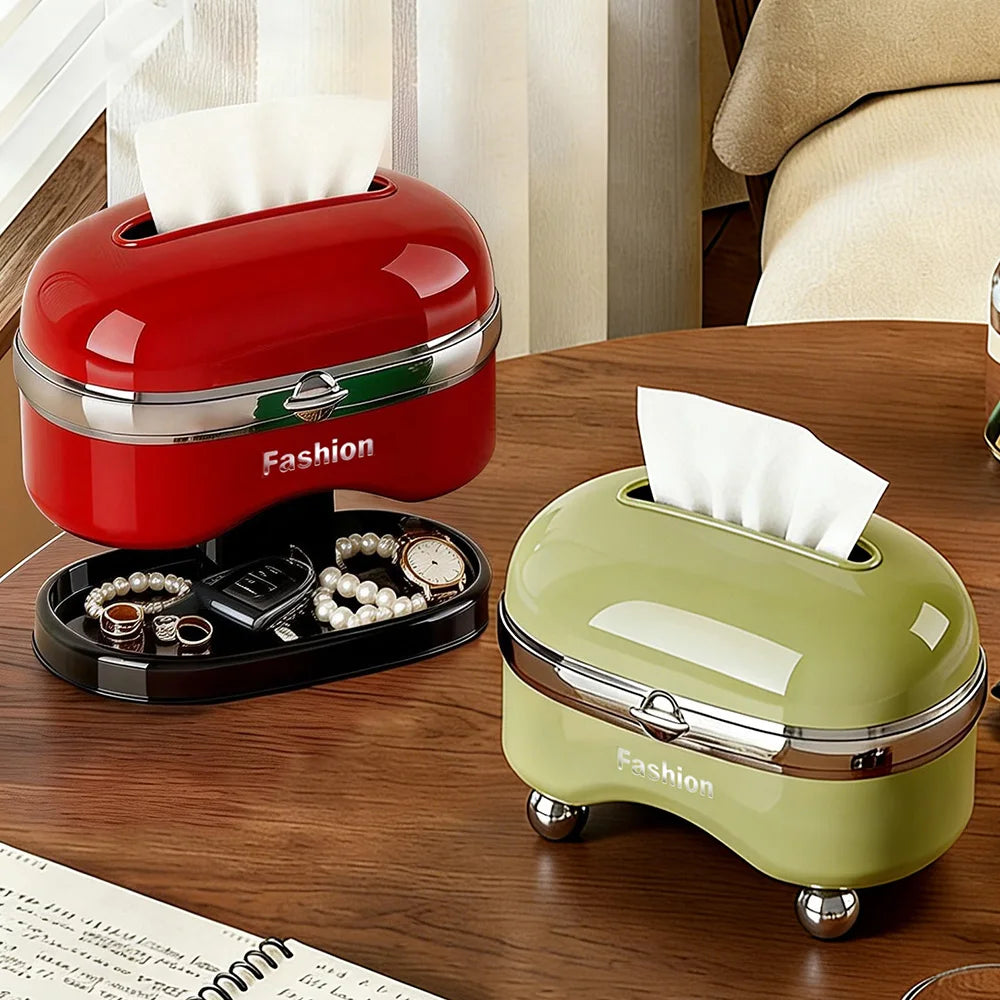 boîte mouchoirs moderne multifonctionnelle rouge verte beige ressort couvercle rangement salon décoration maison
