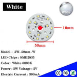 plaque led ronde blanc blanc chaud 6000k 3000k smd sddm 5w 10w 50mm 5v