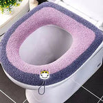 couvre siège toilette violet bleu gris rose rayures moderne adhésif lavable doux polyester