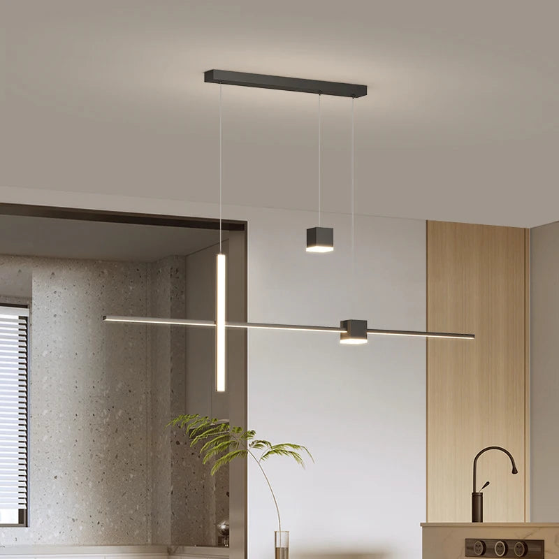 suspension lumineuse moderne led blanc noir minimaliste intérieur salon cuisine chambre restaurant